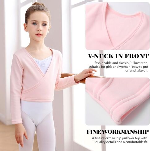 Ballet Wrap Top Girls Ballerina Sweater Fleece Dance Shrug Cardigan Long Sleeve in Saudi Arabia