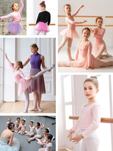 Ballet Wrap Top Girls Ballerina Sweater Fleece Dance Shrug Cardigan Long Sleeve in Saudi Arabia