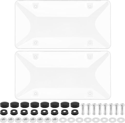 2 Pack Clear License Plate Covers with Frames, Car License Plates Holder, Universal Fit for US Standard Plates, Includes Mounting Accessories,Scratch-Resistant(Color:Frameless) in Saudi Arabia