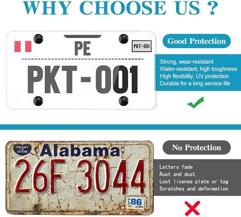 2 Pack Clear License Plate Covers with Frames, Car License Plates Holder, Universal Fit for US Standard Plates, Includes Mounting Accessories,Scratch-Resistant(Color:Frameless) in Saudi Arabia