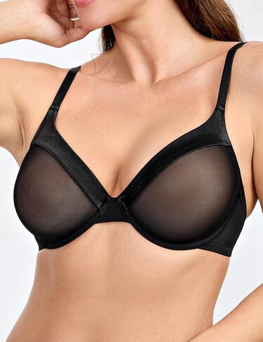 Wingslove النسائية المثيرة الدانتيل حمالة الدانتيل ديمي انظر من خلال شبكة براليت غير المبطنة underwire دعم غير مبطن in Kuwait