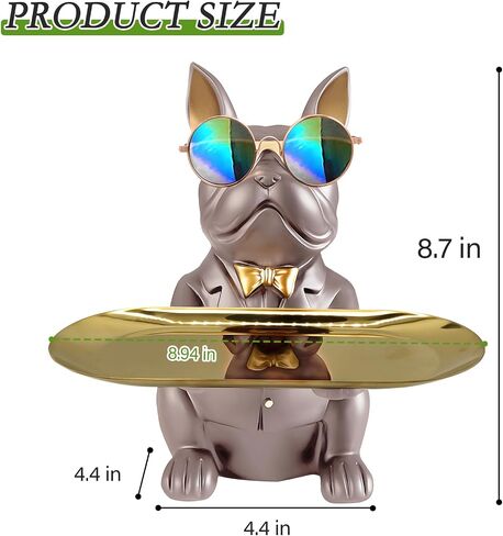 Bulldog Tray Statue, Sitting Bulldog Candy Dish Key Holder Bowl, Bulldog Accessories, Resin Statues for Office Desk Home Decor Figurines Entryway Table Decor (Pink) in Kuwait