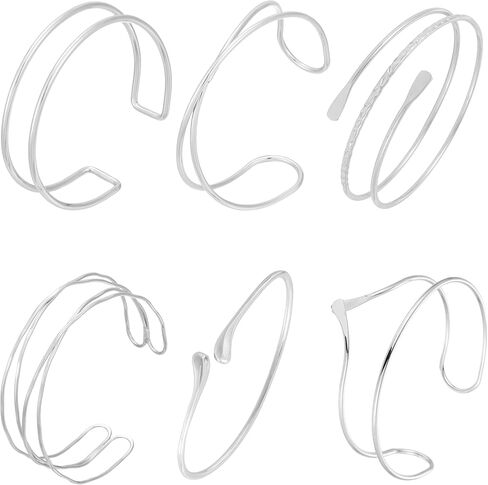 6Pcs Arm Cuff Bracelet for Women Gold Upper Bracelet Bangle Armband Set Jewelry Adjustable in Kuwait