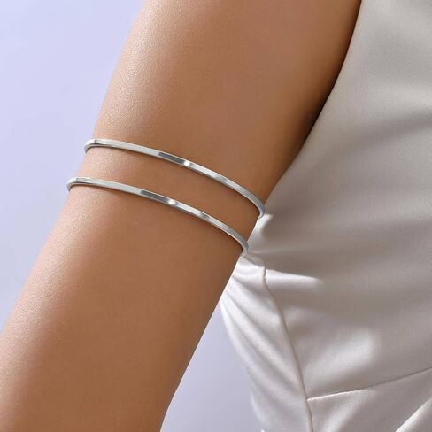 6Pcs Arm Cuff Bracelet for Women Gold Upper Bracelet Bangle Armband Set Jewelry Adjustable in Kuwait
