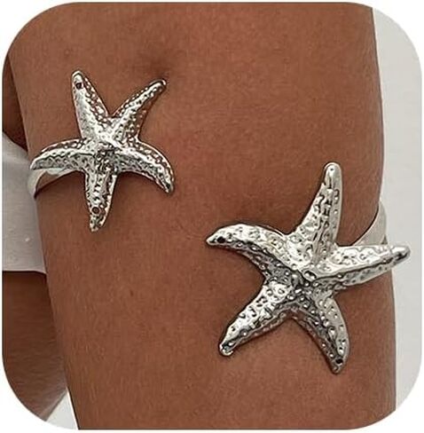 Upper Arm Cuff Bracelets for Women Adjustable Starfish Flower Arm Cuffs Open Bracelets Jewelry in Saudi Arabia