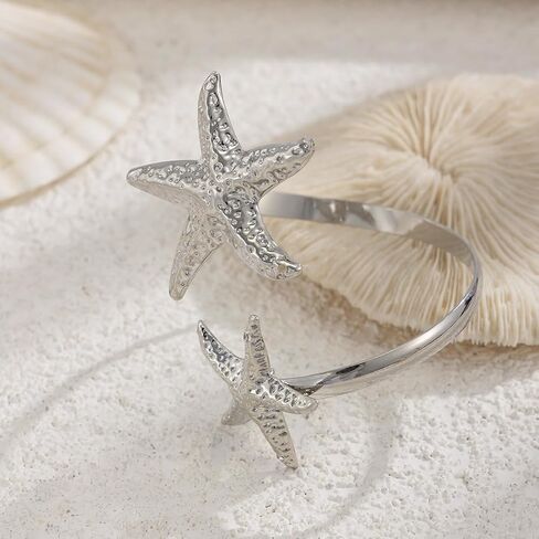 Upper Arm Cuff Bracelets for Women Adjustable Starfish Flower Arm Cuffs Open Bracelets Jewelry in Saudi Arabia