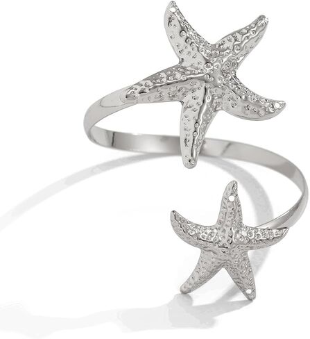 Upper Arm Cuff Bracelets for Women Adjustable Starfish Flower Arm Cuffs Open Bracelets Jewelry in Saudi Arabia