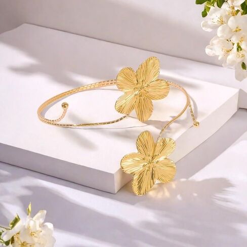 Upper Arm Cuff Bracelets for Women Adjustable Starfish Flower Arm Cuffs Open Bracelets Jewelry in Saudi Arabia