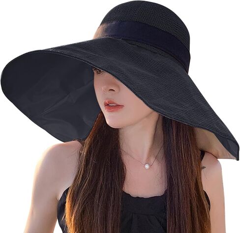 Oversize Wide Brim Sun Hat for Women Floppy Ladies UV Protection Bucket Hat Summer Beach Packable Foldable Travel Cap in Saudi Arabia