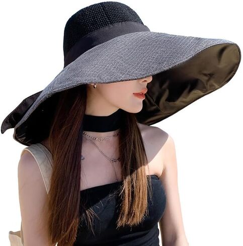 Oversize Wide Brim Sun Hat for Women Floppy Ladies UV Protection Bucket Hat Summer Beach Packable Foldable Travel Cap in Saudi Arabia