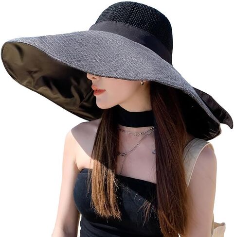 Oversize Wide Brim Sun Hat for Women Floppy Ladies UV Protection Bucket Hat Summer Beach Packable Foldable Travel Cap in Saudi Arabia