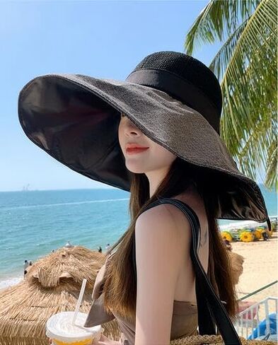 Oversize Wide Brim Sun Hat for Women Floppy Ladies UV Protection Bucket Hat Summer Beach Packable Foldable Travel Cap in Saudi Arabia
