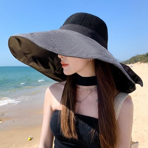 Oversize Wide Brim Sun Hat for Women Floppy Ladies UV Protection Bucket Hat Summer Beach Packable Foldable Travel Cap in Saudi Arabia