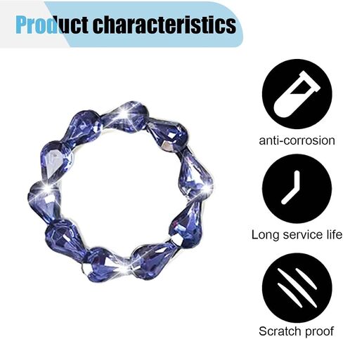 Bling Car Engine Start Stop Button Decoration Ring, Crystal Push to Start Button Emblem Sticker, Key Ignition Starter & Knob Protection Cover, Universal Car Interior Accessories for Women (Blue) in Saudi Arabia