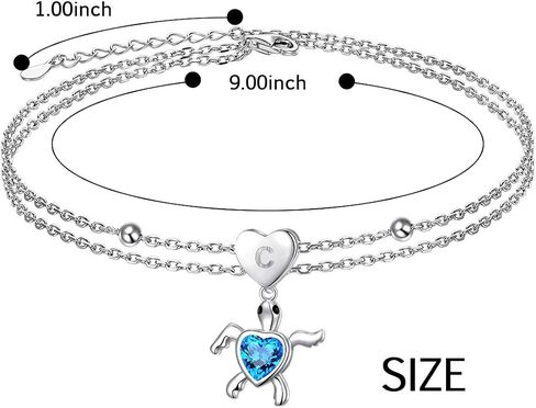 FLYOW Initial Anklet for Women 925 Sterling Silver Adjustable Layered Chain Alphabet Letter with Turtle Beads Ocean Animal Foot Ankle Bracelet Anklets in Saudi Arabia