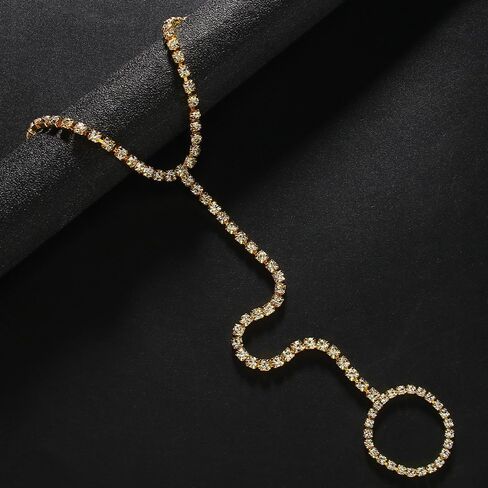 Kokoma Rhinestone Anklet Foot Chain Barefoot Sandals Anklets for Women Shiny CZ Crystal Anklet with Toe Ring Beach Wedding Ankle Bracelets Foot Chain Jewelry for Wedding in Saudi Arabia