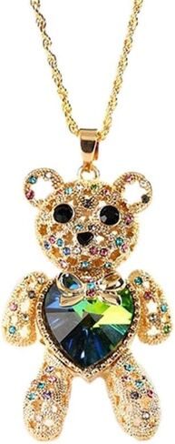 Aochee Teddy Bear Necklace Love Heart Crystal Jewelry for Daughter Girlfriend Princess in Kuwait