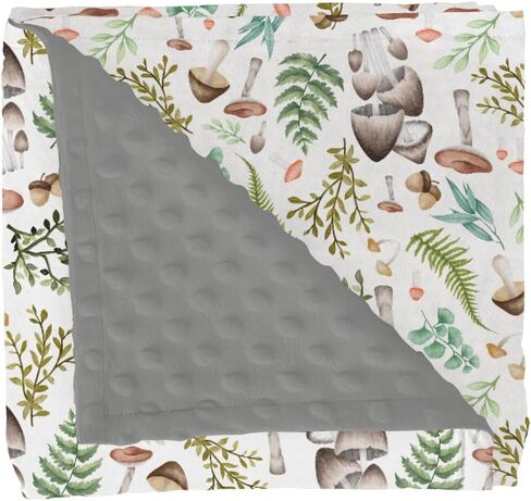 غابة الفطر غابة مينكي بطانية طفل لفتاة صبي مع دعم منقط طبقة مزدوجة المائية الفطر الأخضر يترك لينة قماط تلقي بطانية حديثي الولادة طفل رضيع الحضانة يلقي السرير 30x40 in Kuwait