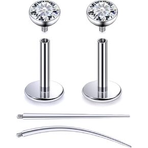 F136 Titanium 20/18/16G Internally Threaded Flat Back Stud Earrings Nose Rings Lip Labret Medusa Monroe Piercing Jewelry with Taper for Women Men