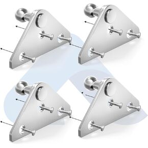 Arana 10mm Ball Ball Stud Bracket ، 4 مساءً يتصاعد غاز غاز عالمي لرفع باب RV يدعم الصدمات الربيع مع 20 مسامير ، أسود (فقط يناسب رأس الكرة 10 مم)