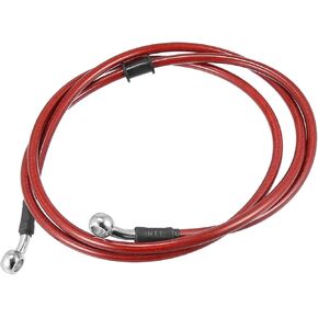 170cm 66.93" 10mm Motorcycle Braided Brake Clutch Oil Hoses Line Pipe Clutch Throttle Gas Line Fuel Pipe Red for ATV Dirt Bike Auto Replacement Parts