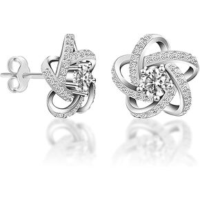LECALLA 925 Sterling Silver Love-Undring Cust Jewelry Jewelry Design Lightweight Twisted Love Knot Stud arcings for Women