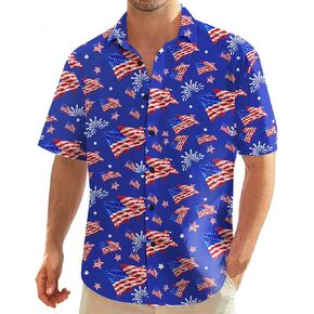 Nidoul Men's Hawaiian Shirts Flamingo Floral Button Down Tropical Holiday Beach Shirts Short Sleeve Casual Vacation