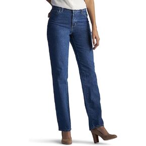 Lee Women's Petite استرخاء جميع القطن مستقيم الساق Jean