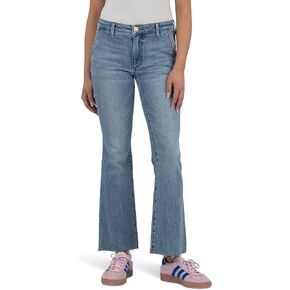 KUT from the Kloth Women's Kelsey Mid-Rise Ankle Flare Raw Hem Slash Pocket