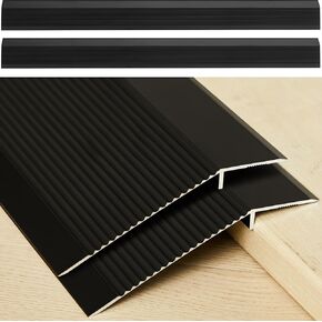 Blulu 2 Pcs Aluminum Floor Transition Strip 36 Inches Threshold Strip Threshold Ramps for Doorways Doorway Edge Trim Threshold Reducer for Doorways Height Less Than 1.6 Inches, Black