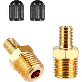 2 PCS محول نفخ الهواء النحاسي ، 1/4 بوصة موصل نفخ الإطارات صمامات صمام ، تشاك هواء خرطوم الهواء لضاغط الهواء المحمول الإطارات