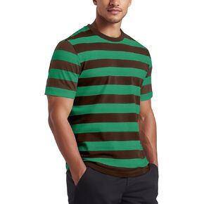 Zengjo Mens Striped Shirt Short Sleeve Crewneck Casual Tri-Blend T-Shirts Regular Fit Textured Stripe Tee