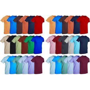 BILLIONHATS 36 Pack Men's Cotton Short Sleeve T-Shirts Lightweight Bulk Crew Tees in Mixed Bright Colors