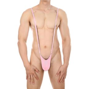 Mens Sexy Mankini Thong, Male Lingerie Adjustable Suspender One Piece Bodysuit Strap Bulge Pouch G-String Brief