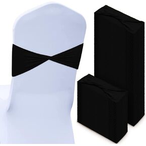 CHENGU 100 Pcs Spandex Chair Sashes Plain Bow Wedding Royal Chair Bands Without Buckle Birthday Decorations Elastic Ties Spandex Slider Sashes for Events Party Ceremony(Blue)