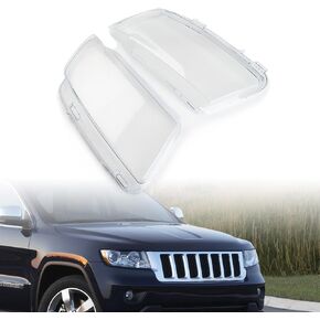 Left Right PC Transparent Lens Headlight Covers Compatible for 2011-2013 Jeep Grand Cherokee 55079379AF 55079378AF Head Lamp