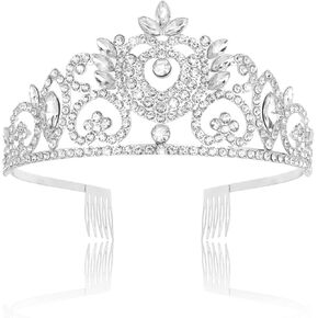CURASA Sliver Crystal Tiara Crowns for Women Girls Princess Rhinestone Queen Crown With Combs Headband Elegant Headpiece Prom Bridal Hair Accessories Gifts For Birthday Wedding Party Costume Pageant