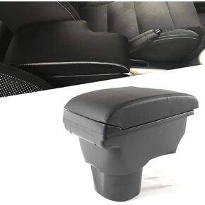 Consoles Armrest for Nissan Juke 2010-2017 Center Console Box Armrest Box Double Layer Storage with USB Port (All Black)