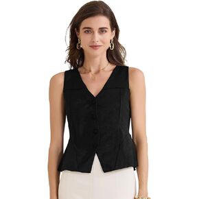 Allegra K Women's Sleeveless Vest Button Down Fully Lined V Neck Dressy Suit Waistcoat in Kuwait