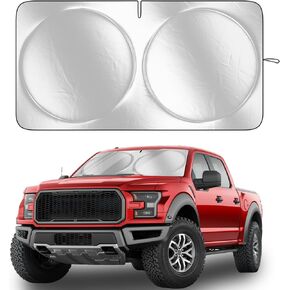 Car Windshield Sun Shade:PEMOTech 240T Polyester Automotive Glass Sunshade,Keep Car Interior Cool, Reflective Sunshade for Ultimate Protection, Fit for Cars,Trucks,SUVs, Medium (64x32 inches)