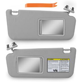 JDMON Sun Visor Pair Left Driver and Right Passenger Side Compatible with Toyota RAV4 2006 2007 2008 2009 2010 2011 2012 2013 Replaces 74320-42501-B2 74310-42451-B2 (Gray)