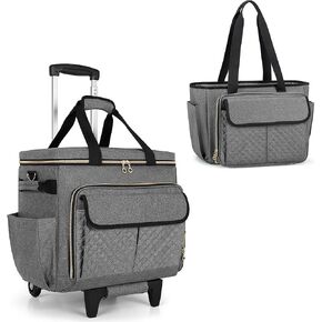 LUXJA Rolling Teacher Bag with Teacher Tote, Gray
