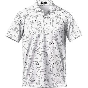 Funny Black Dog Golf Shirts for Men Vintage Mens Polo Shirts Casual Short Sleeve Button Up Golf Shirts 3