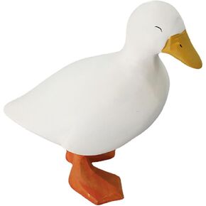 Hand Carved White Cartoon Duck Wooden Sculpture - Eco-Friendly Basswood Art Figurine, Home Office Decor Gift Collectible