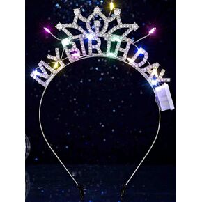 DRESBE Light Up Birthday Headband LED Rhinestone My Birthday Headbands Party Favors Hair Accessories for Women