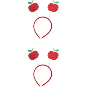 LOGOFUN 2pcs Apple Headband Simulation Apple Head Boppers Cartton Fruit Hair Hoop Fummy Party Headpiece for Cosplay Hair Accessory - Red