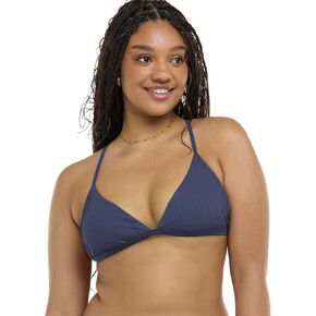 Body Glove Women's Standard Evelyn Fixed Triangle Bikini Top Swimsuit with Adjustable 2-Way Back Detail, Dusk Ibiza Rib