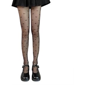2 Pcs Patterned Tights Sexy High Waist Tights Bow Print Pantyhose Leggings Mesh Stockings for Women