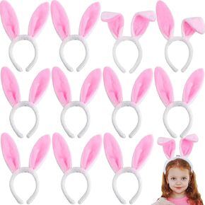 12 Pcs Bunny Ears Headband, Easter Plush Rabbit Ear Hairband for Women Girls, Costume Dress-Up Accessories Kids Adults