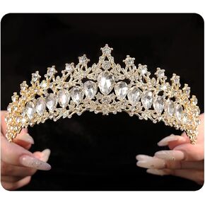 Vintage Crystal Wedding Tiara for Women Gold Silver Rhinestone Queen Crown Headband Princess Crown Headpieces Bridal Birthday Prom Costume Party Hair Accessories